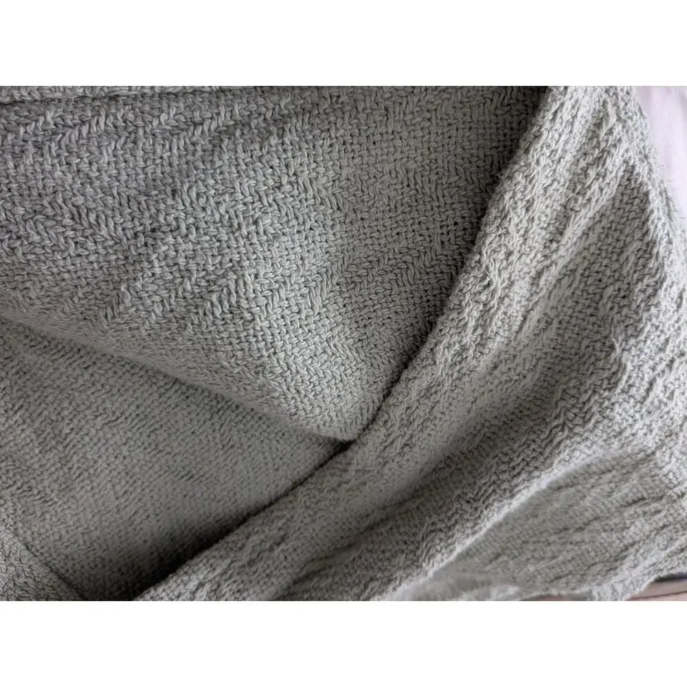 VTG Green Woven Cotton Blanket 68 x 90